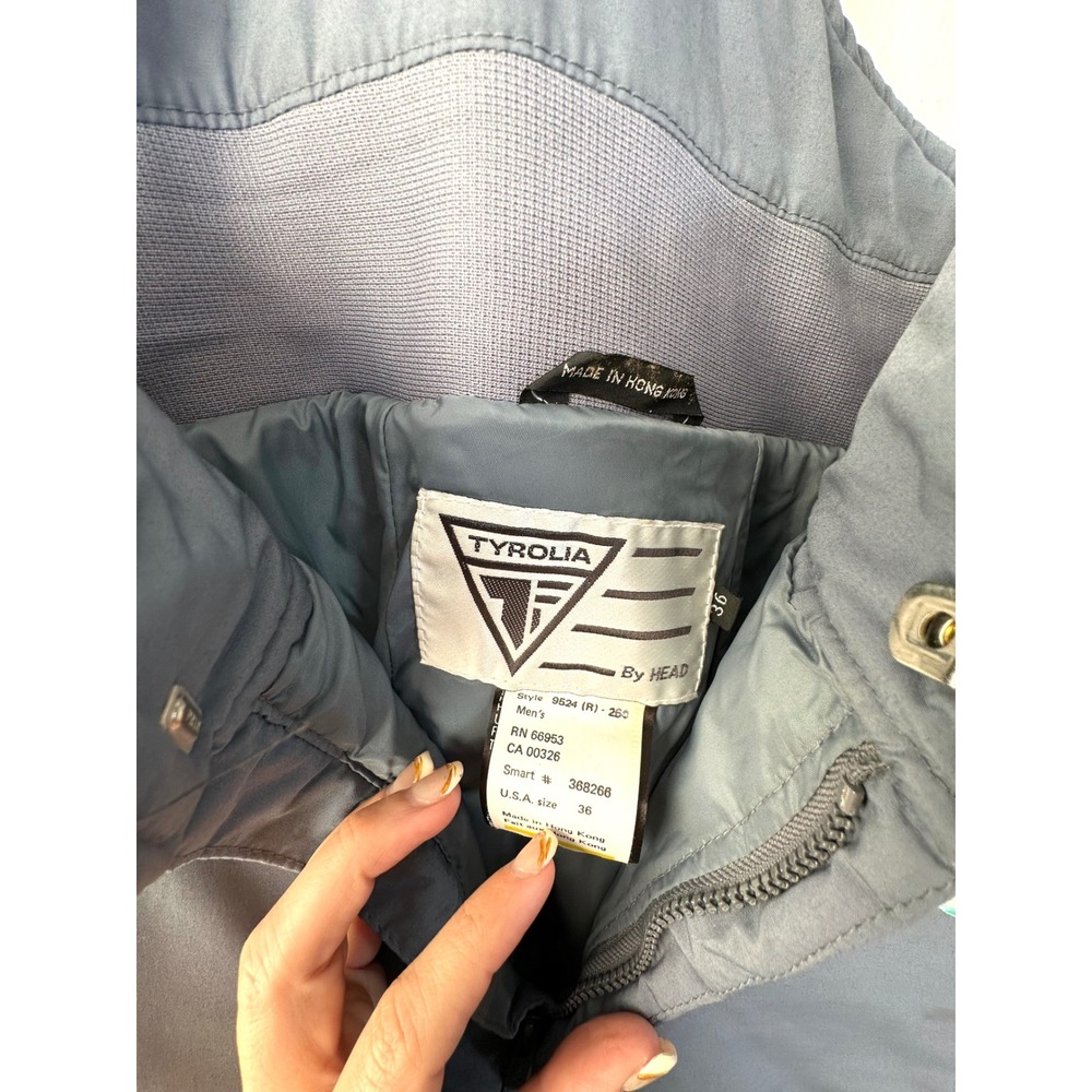 Vintage Tyrolia Mens 36 Ski Pants Overalls 1980s snowboard bibs gray outerwear - Picture 6 of 12